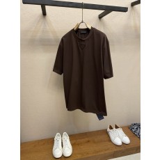 프라다 순면 솔리드 라운드넥 반팔 티셔츠 001-256682
