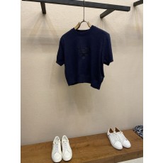 프라다 클래식 엠블럼 자수 숏슬리브 니트 001-256694