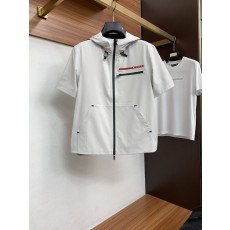 프라다 레드스트라이프 속건 지퍼 반팔 자켓 001-256720
