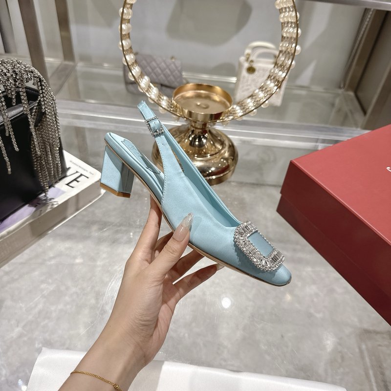 로저 비비에 실크 새틴 크리스털 버클 하이힐 샌들 001-258934