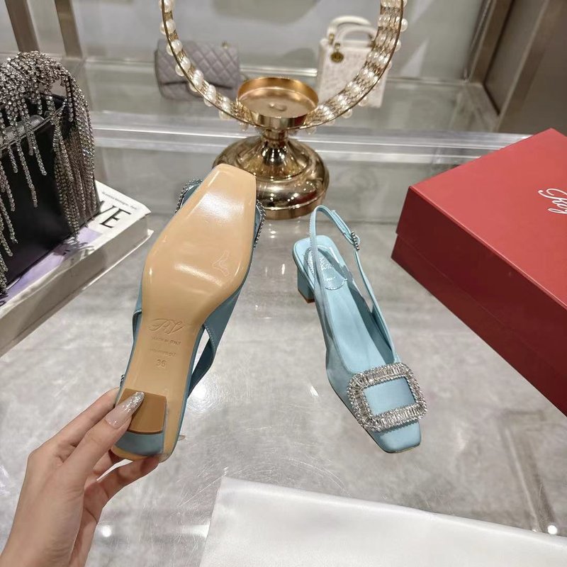 로저 비비에 실크 새틴 크리스털 버클 하이힐 샌들 001-258934