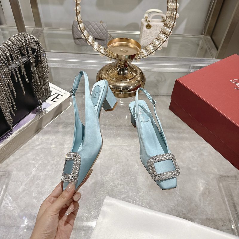 로저 비비에 실크 새틴 크리스털 버클 하이힐 샌들 001-258934