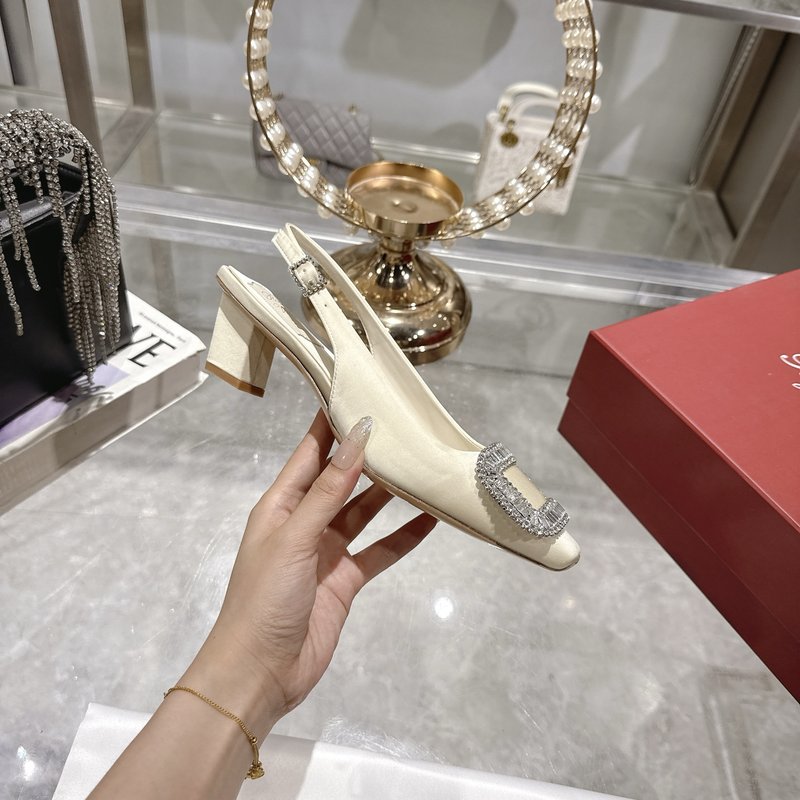 로저 비비에 실크 새틴 크리스털 버클 하이힐 샌들 001-258941