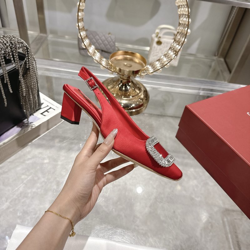 로저 비비에 실크 새틴 크리스털 버클 하이힐 샌들 001-258950