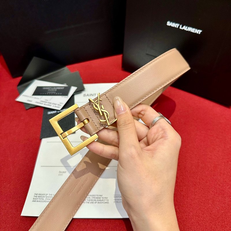 YSL 생로랑 여성용 빈티지 조각 금속 버클 벨트 001-262370