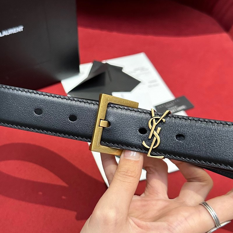 YSL 생로랑 여성용 빈티지 조각 금속 버클 벨트 001-262371