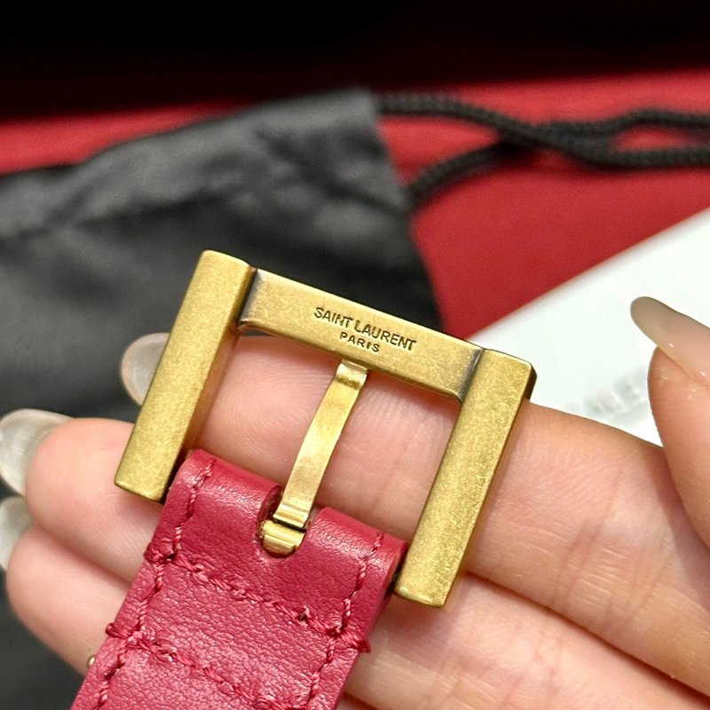 YSL 생로랑 여성용 빈티지 조각 금속 버클 벨트 001-262376