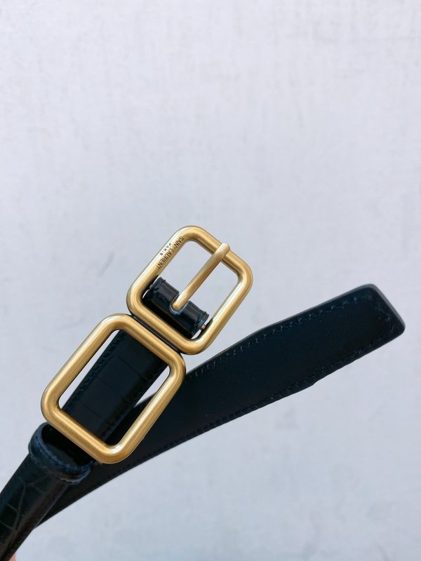 YSL 생로랑 크로코 패턴 가죽 더블 버클 벨트 001-262383