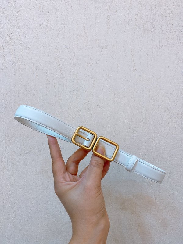 YSL 소 가죽 더블 버클 슬림 벨트 001-262386