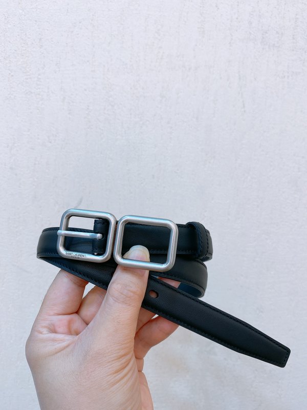 YSL 소가죽 더블 버클 슬림 벨트 001-262387