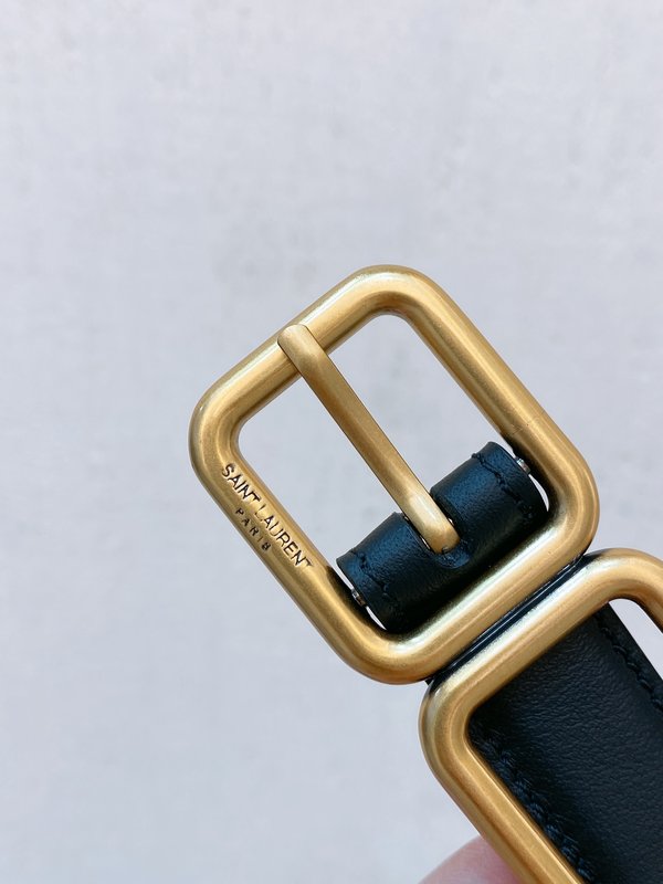 YSL 소牛皮 더블 버클 슬림 벨트 001-262388