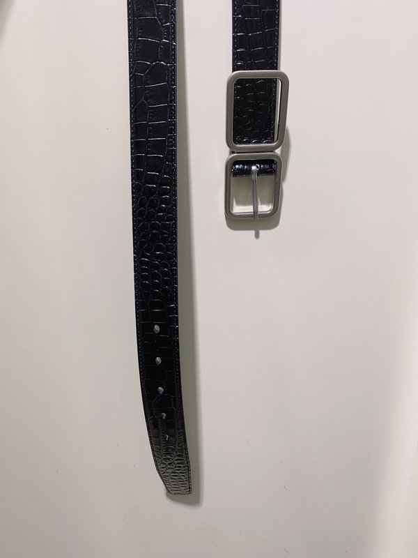YSL 크로코 패턴 가죽 더블 버클 벨트 001-262393