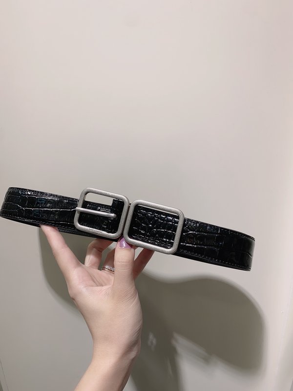 YSL 크로코 패턴 가죽 더블 버클 벨트 001-262393