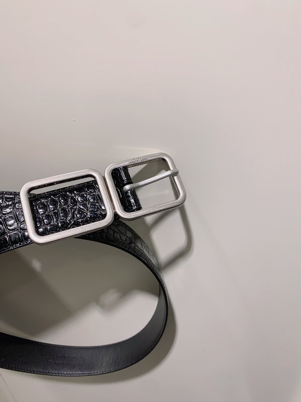 YSL 크로코 패턴 가죽 더블 버클 벨트 001-262393