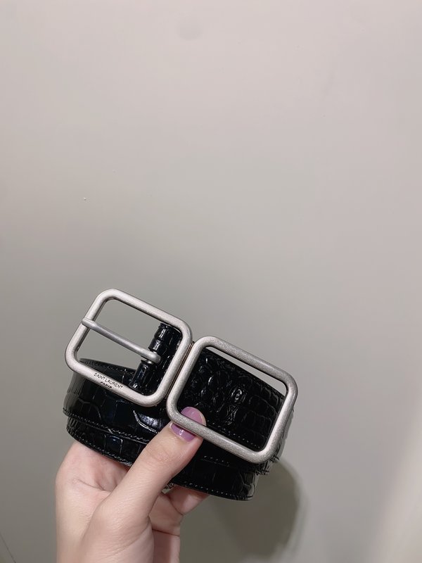 YSL 크로코 패턴 가죽 더블 버클 벨트 001-262393