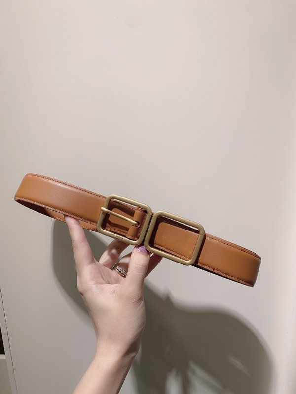 YSL 스무스 레더 더블 버클 내로우 벨트 001-262394