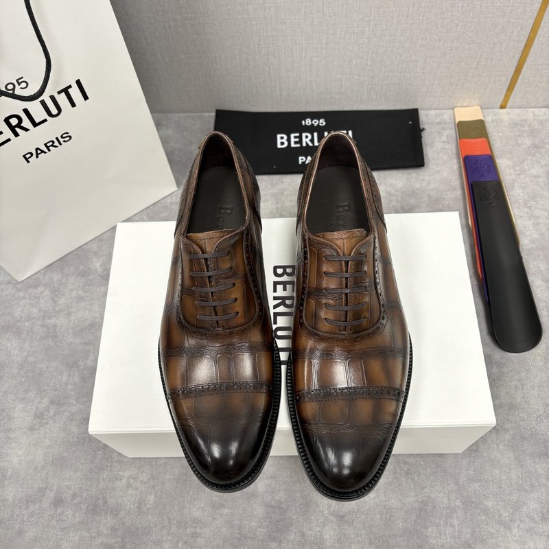 Berluti 남성 수제 염색 크로코 옥스포드 구두 001-262563