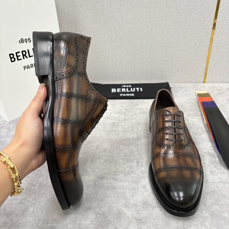 Berluti 남성 수제 염색 크로코 옥스포드 구두 001-262563