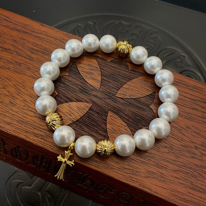 Chrome Hearts 복고 진주 십자가 팔찌 001-263285