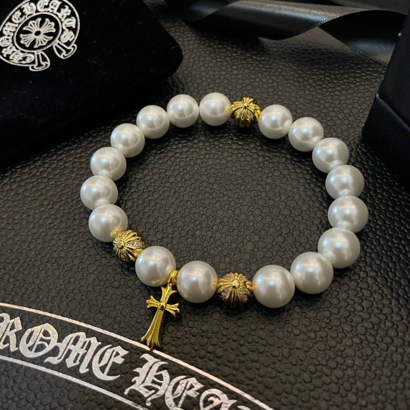Chrome Hearts 복고 진주 십자가 팔찌 001-263285