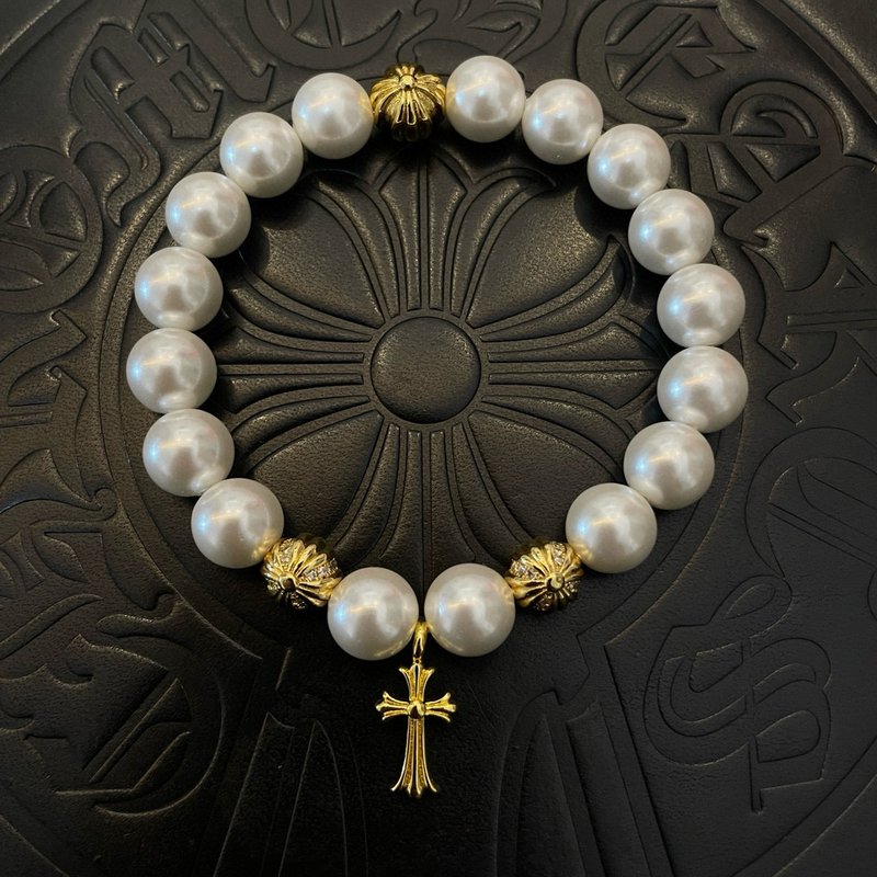 Chrome Hearts 복고 진주 십자가 팔찌 001-263285