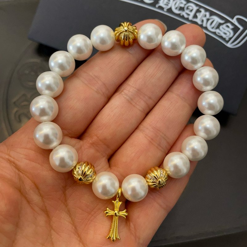 Chrome Hearts 복고 진주 십자가 팔찌 001-263285