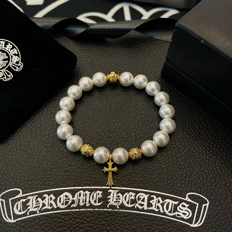 Chrome Hearts 복고 진주 십자가 팔찌 001-263285