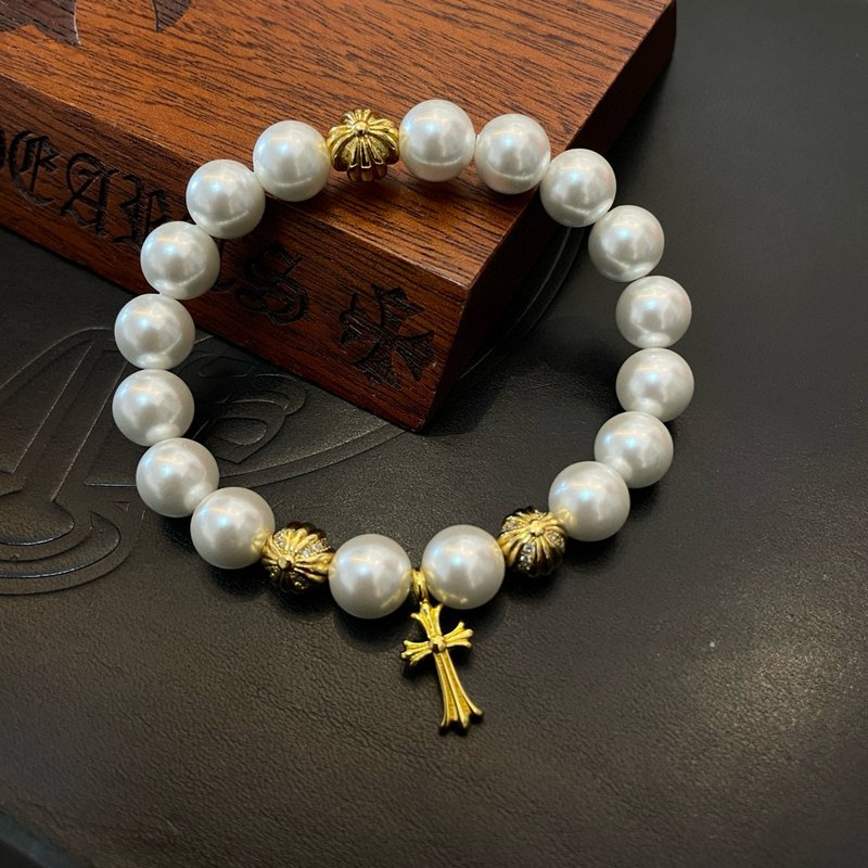 Chrome Hearts 복고 진주 십자가 팔찌 001-263285