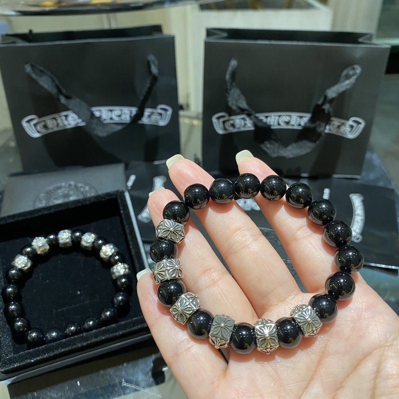 크롬하츠 빈티지 실버 흑요석 팔찌 001-263335