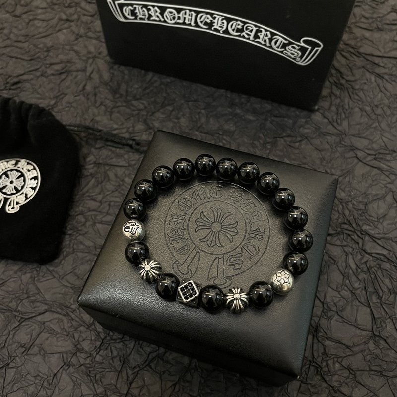 Chrome Hearts 클래식 흑요석 비즈 팔찌 001-263373