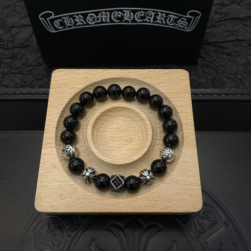 Chrome Hearts 클래식 흑요석 비즈 팔찌 001-263373