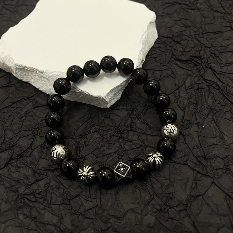 Chrome Hearts 클래식 흑요석 비즈 팔찌 001-263373