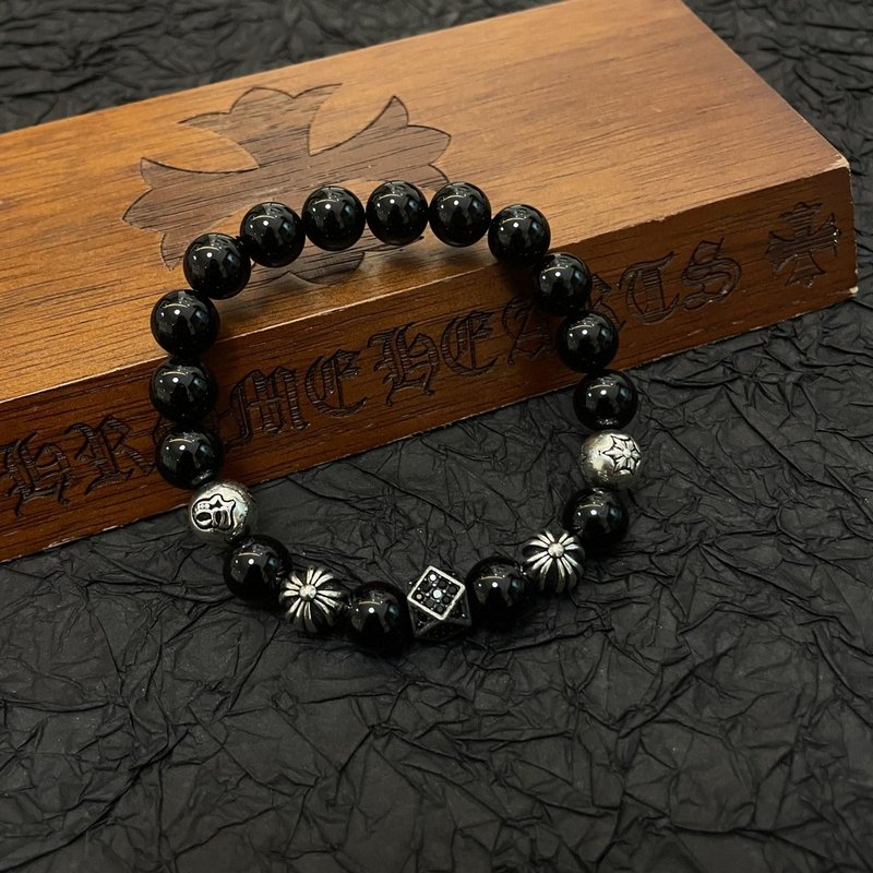 Chrome Hearts 클래식 흑요석 비즈 팔찌 001-263373