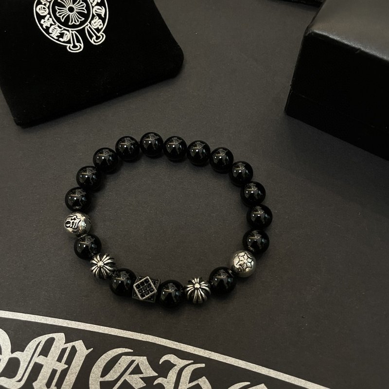 Chrome Hearts 클래식 흑요석 비즈 팔찌 001-263373