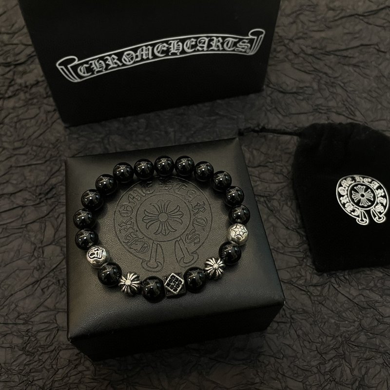 Chrome Hearts 클래식 흑요석 비즈 팔찌 001-263373