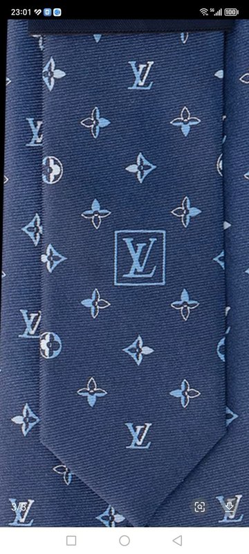 LV 자카드 실크 넥타이 블루/화이트 001-265151