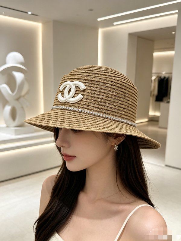 샤넬 프렌치 플랫 브림 밀짚모자 001-265980