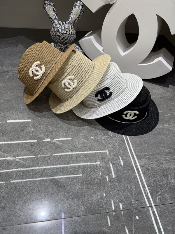 샤넬 프렌치 플랫 브림 밀짚모자 001-265980