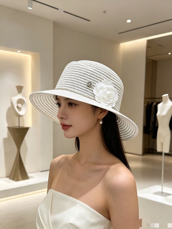 샤넬 프렌치 플랫 브림 밀짚모자 001-265981