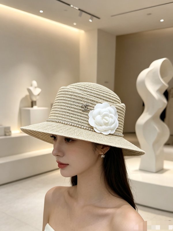 샤넬 프렌치 플랫 브림 밀짚모자 001-265981