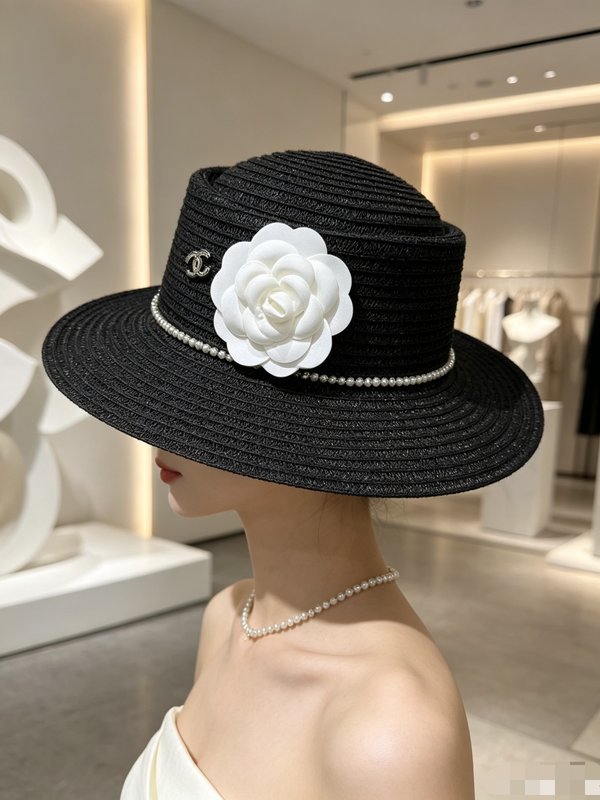 샤넬 프렌치 플랫 브림 밀짚모자 001-265981
