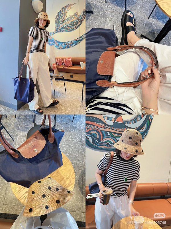 샤넬 도트 라피아 버킷햇 001-265985