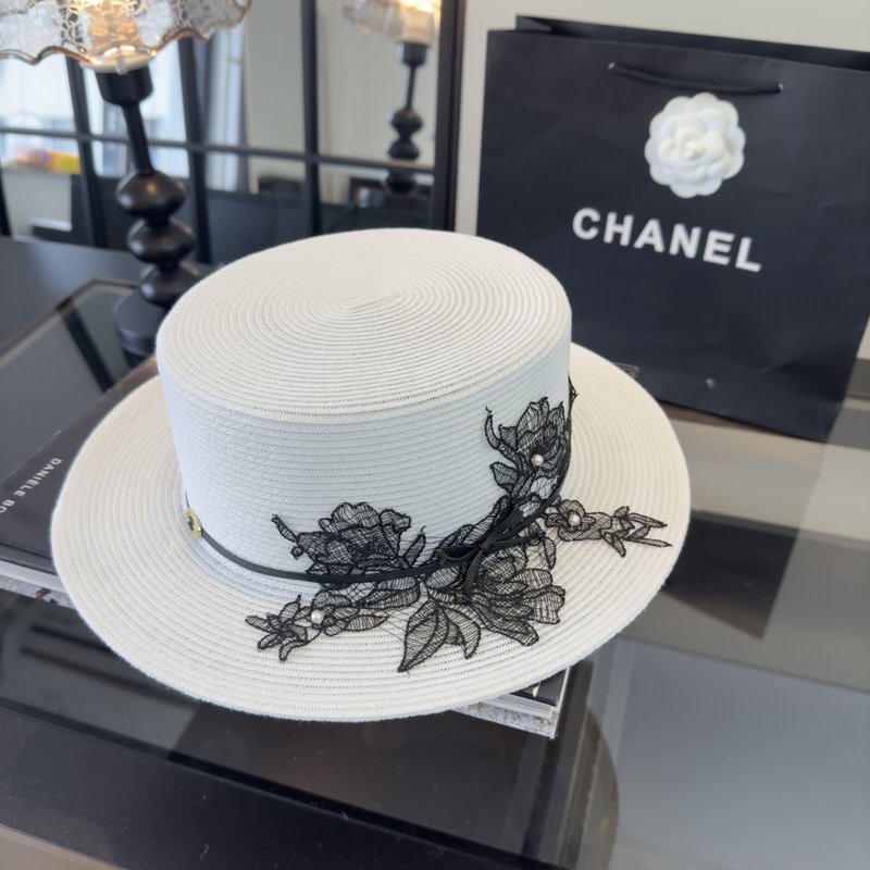 샤넬 신상 플랫탑 밀짚모자 001-265986
