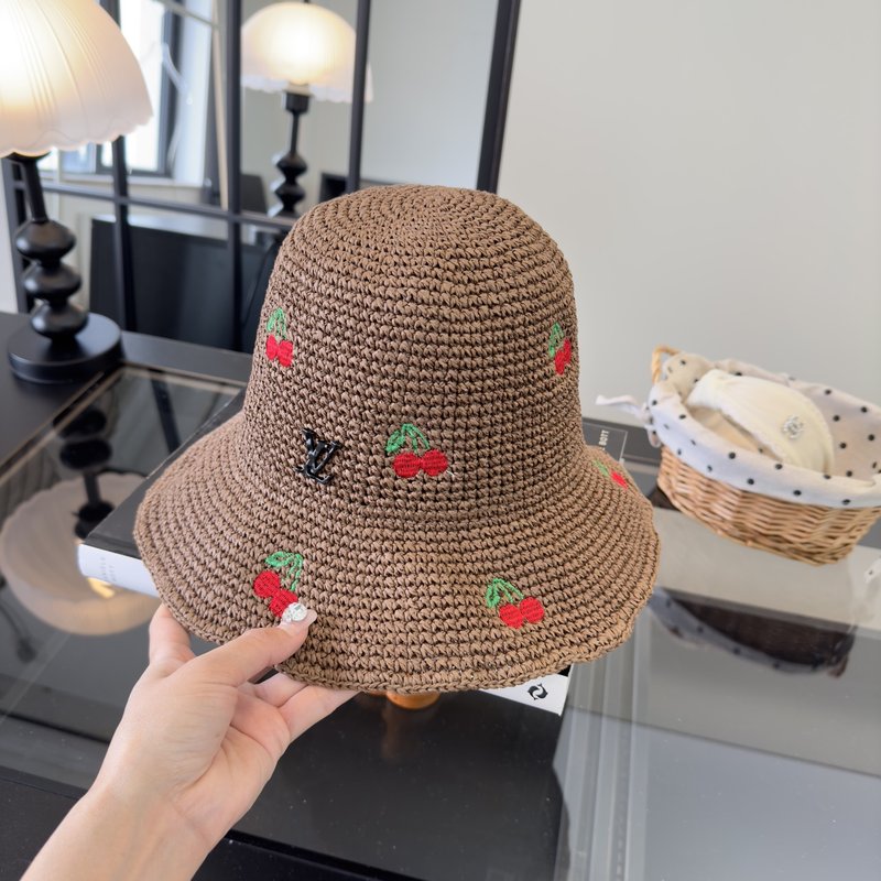 LV  수제 접이식 밀짚모자 001-266307