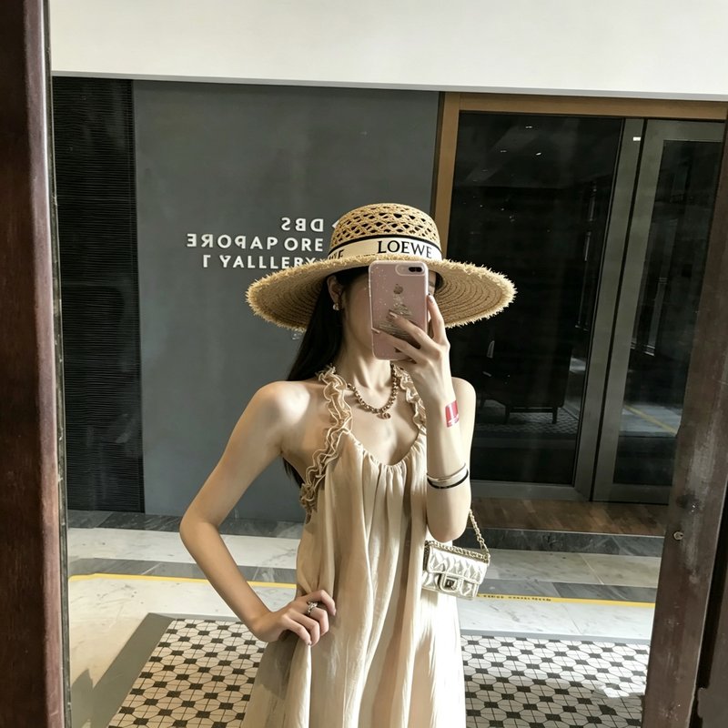 라피아 챙 넓은 모자 001-266358