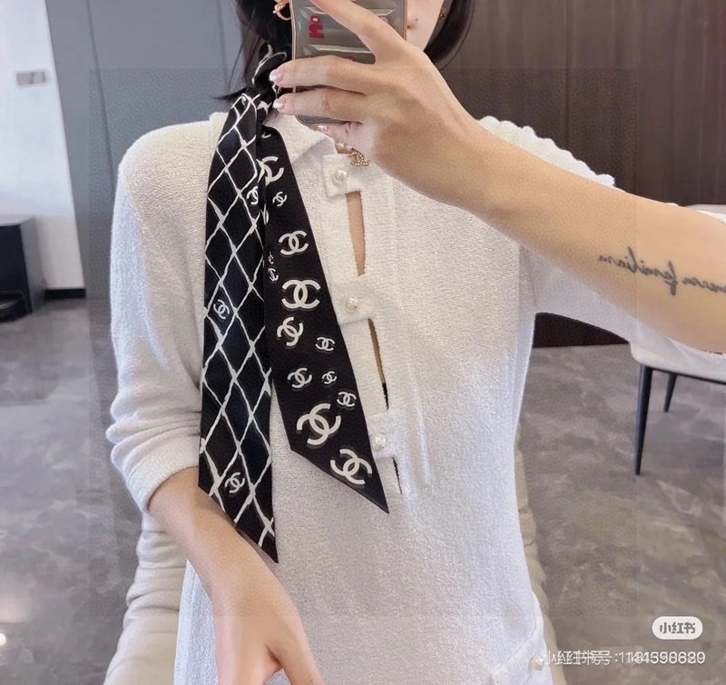 샤넬 실크 헤어밴드 스카프 001-266565