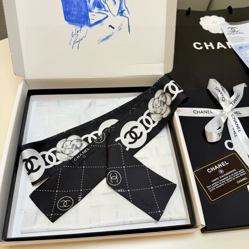 샤넬 카멜리아 트윌리 리본 스카프 001-266683