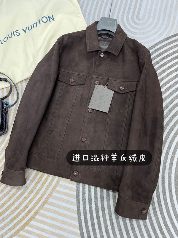 LV 스웨이드 카라 가죽 자켓 001-267991