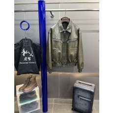Acne Studios 카키색 턴다운 칼라 양가죽 자켓 001-268097