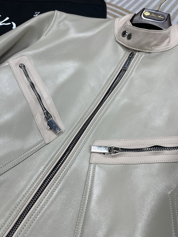 Tom Ford 심플 캐주얼 가죽 자켓 (화이트/아이보 001-268204